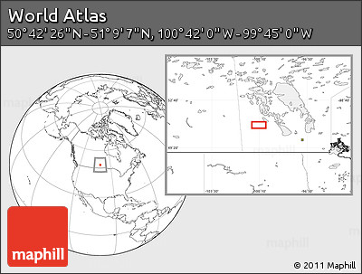 Blank Location Map of the Area around 50° 55' 47" N, 100° 13' 29" W