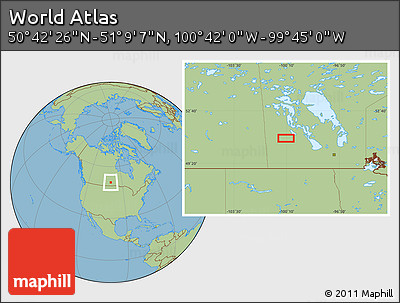 Savanna Style Location Map of the Area around 50° 55' 47" N, 100° 13' 29" W