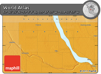 Political Map of the Area around 50° 55' 47" N, 105° 19' 29" W