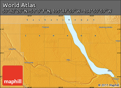 Political Map of the Area around 50° 55' 47" N, 105° 19' 29" W