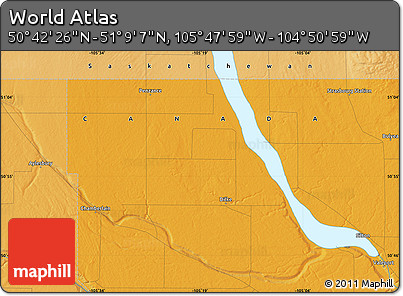 Political Map of the Area around 50° 55' 47" N, 105° 19' 29" W