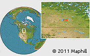 Satellite Location Map of the area around 50° 55' 47" N, 106° 10' 30" W