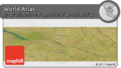 Satellite Panoramic Map of the Area around 50° 55' 47" N, 106° 10' 30" W