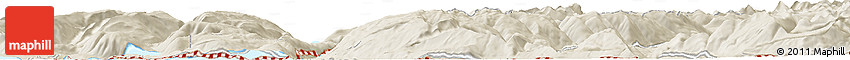 Shaded Relief Horizon Map of the Area around 50° 55' 47" N, 118° 55' 30" W