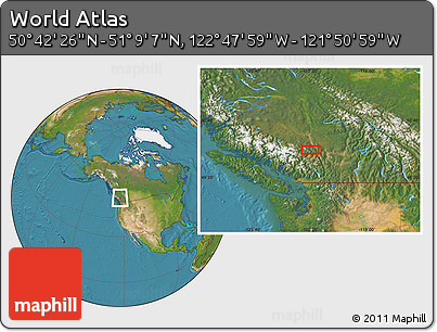 Satellite Location Map of the Area around 50° 55' 47" N, 122° 19' 29" W