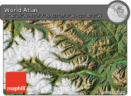 Satellite Map of the Area around 50° 55' 47" N, 123° 10' 30" W