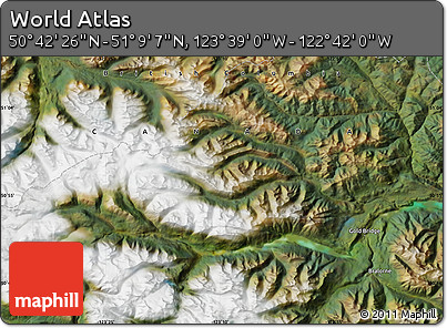Satellite Map of the Area around 50° 55' 47" N, 123° 10' 30" W