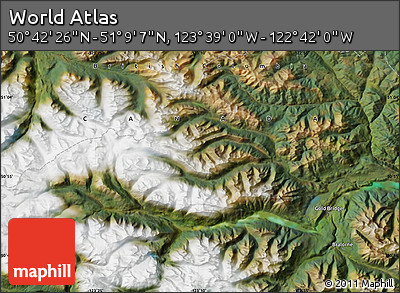 Satellite Map of the Area around 50° 55' 47" N, 123° 10' 30" W