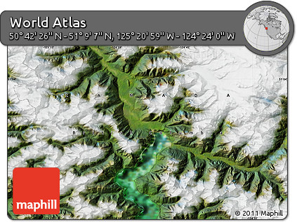 Satellite Map of the Area around 50° 55' 47" N, 124° 52' 30" W