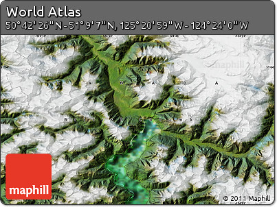 Satellite Map of the Area around 50° 55' 47" N, 124° 52' 30" W