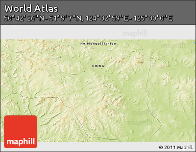 Physical 3D Map of the Area around 50° 55' 47" N, 125° 1' 30" E