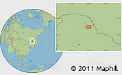 Savanna Style Location Map of the area around 50° 55' 47" N, 125° 52' 30" E