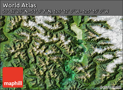 Satellite Map of the Area around 50° 55' 47" N, 125° 43' 29" W