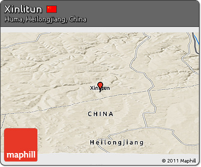 Shaded Relief Panoramic Map of Xinlitun