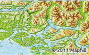 Physical Map of the area around 50° 55' 47" N, 126° 34' 29" W
