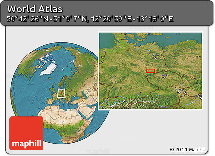 Satellite Location Map of the Area around 50° 55' 47" N, 12° 49' 29" E