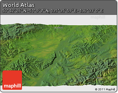 Satellite 3D Map of the Area around 50° 55' 47" N, 136° 4' 29" E