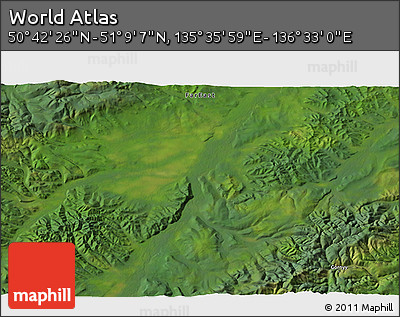 Satellite 3D Map of the Area around 50° 55' 47" N, 136° 4' 29" E