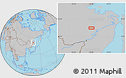 Gray Location Map of the area around 50° 55' 47" N, 136° 4' 29" E