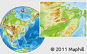 Physical Location Map of the area around 50° 55' 47" N, 136° 4' 29" E