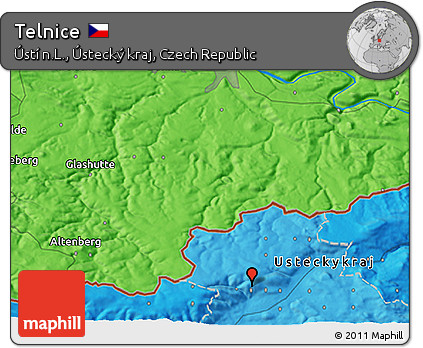 Political 3D Map of Telnice