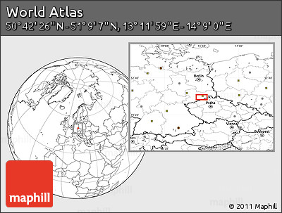 Blank Location Map of the Area around 50° 55' 47" N, 13° 40' 30" E