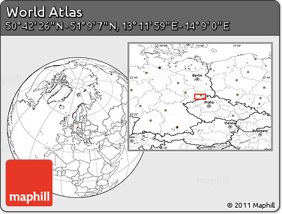 Blank Location Map of the Area around 50° 55' 47" N, 13° 40' 30" E