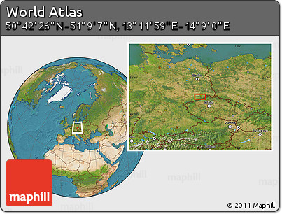 Satellite Location Map of the Area around 50° 55' 47" N, 13° 40' 30" E