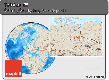 Shaded Relief Location Map of Telnice