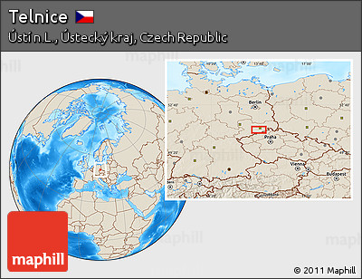 Shaded Relief Location Map of Telnice