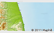Physical 3D Map of the area around 50° 55' 47" N, 143° 43' 29" E