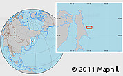 Gray Location Map of the area around 50° 55' 47" N, 144° 34' 29" E
