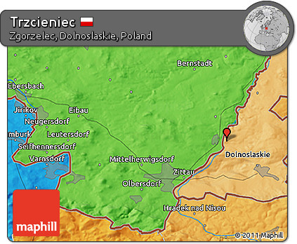 Political 3D Map of Trzcieniec