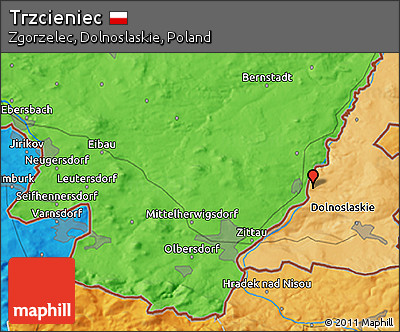 Political 3D Map of Trzcieniec