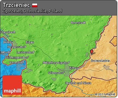 Political 3D Map of Trzcieniec
