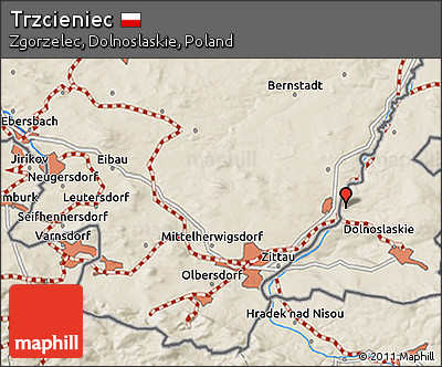 Shaded Relief 3D Map of Trzcieniec
