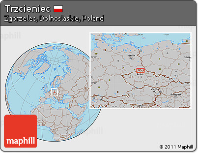 Gray Location Map of Trzcieniec