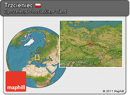 Satellite Location Map of Trzcieniec