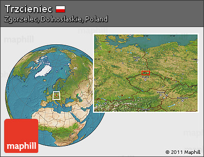 Satellite Location Map of Trzcieniec