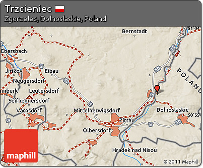 Shaded Relief Map of Trzcieniec