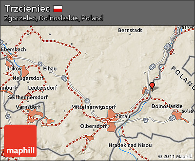 Shaded Relief Map of Trzcieniec