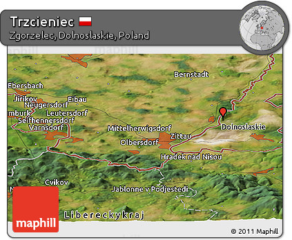 Satellite Panoramic Map of Trzcieniec