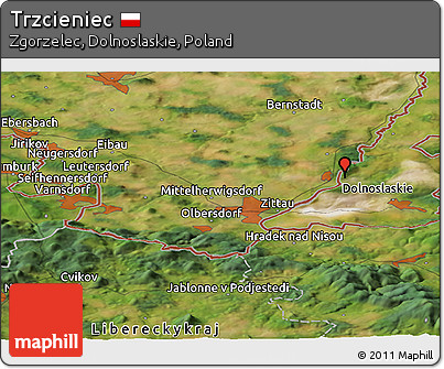 Satellite Panoramic Map of Trzcieniec