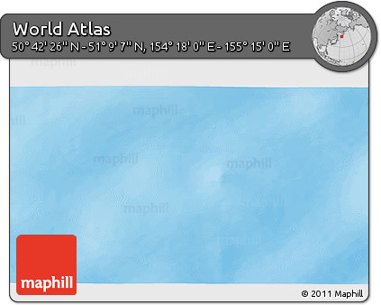 Physical 3D Map of the Area around 50° 55' 47" N, 154° 46' 30" E