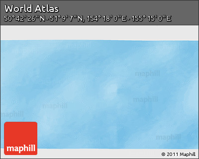 Physical 3D Map of the Area around 50° 55' 47" N, 154° 46' 30" E