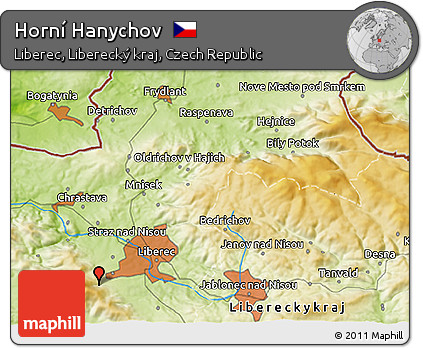 Physical 3D Map of Horní Hanychov