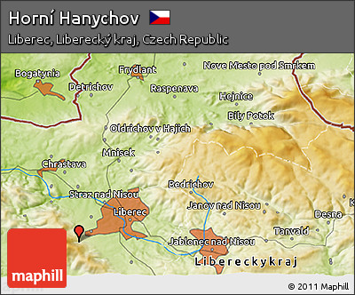 Physical 3D Map of Horní Hanychov