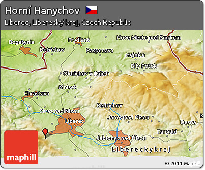 Physical 3D Map of Horní Hanychov