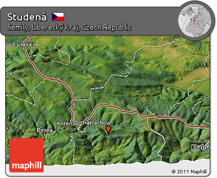 Satellite 3D Map of Studená