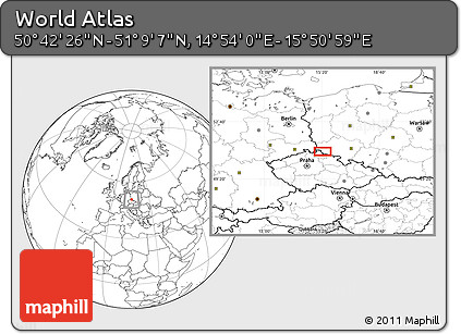 Blank Location Map of the Area around 50° 55' 47" N, 15° 22' 30" E